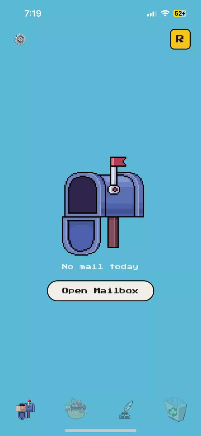 SlowMail mailbox screen